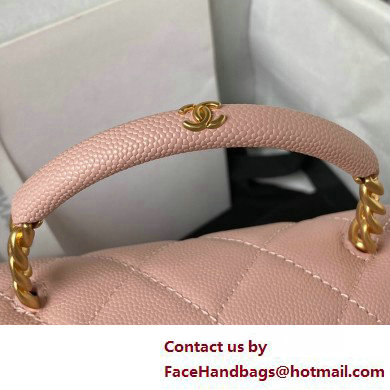 Chanel Grained Calfskin  &  Gold-Tone Metal Small Flap Bag with Top Handle AS4008 Pink 2025